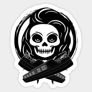 Roving Trader Skull and Narrowboat Black Logo Sticker